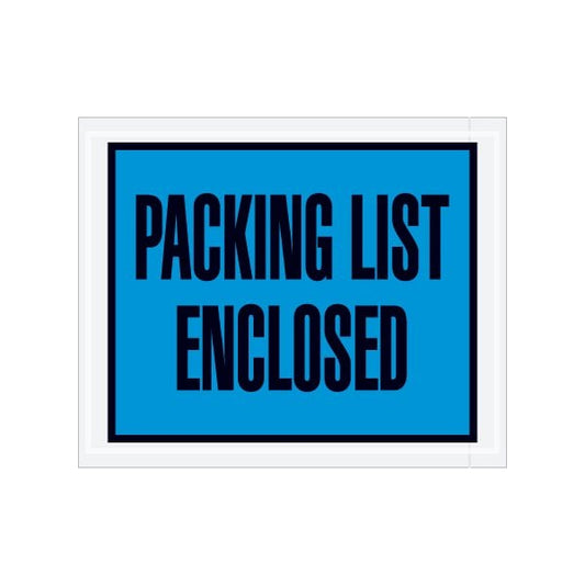4-1/2 x 5-1/2'' Blue Full-Face ''Packing List Enclosed'' Envelopes, 1000PK
