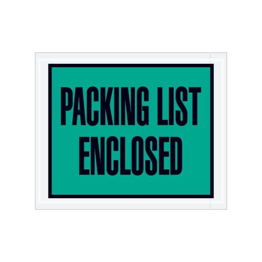 4-1/2 x 5-1/2'' Green Full-Face ''Packing List Enclosed'' Envelopes, 1000PK