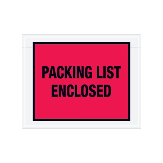 7 x 5-1/2'' Red Full-Face ''Packing List Enclosed'' Envelopes, 1000PK