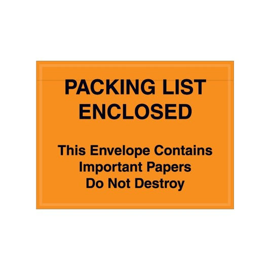 4-1/2 x 6'' Orange ''Important Papers Enclosed'' Envelopes, 1000PK