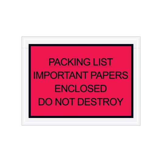 4-1/2 x 6'' Red ''Important Papers Enclosed'' Envelopes, 1000PK