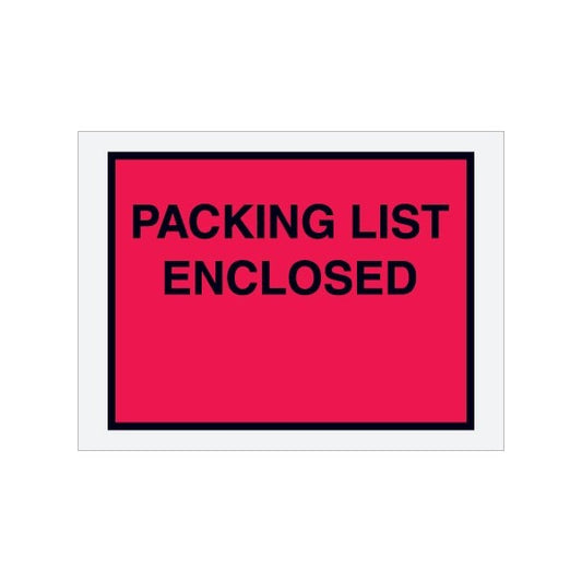 4-1/2 x 6'' Red Full-Face ''Packing List Enclosed'' Envelopes, 1000PK