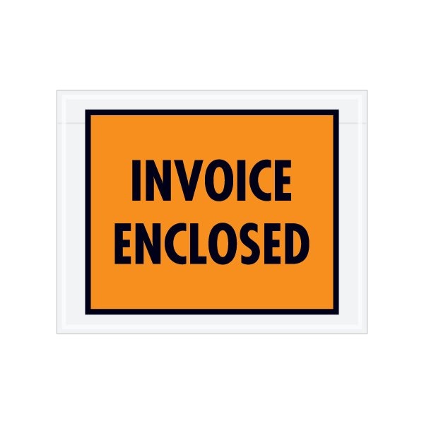 7 x 5-1/2'' Orange Full-Face ''Invoice Enclosed'' Envelopes, 1000PK