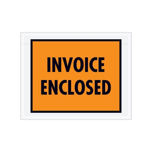 7 x 5-1/2'' Orange Full-Face ''Invoice Enclosed'' Envelopes, 1000PK