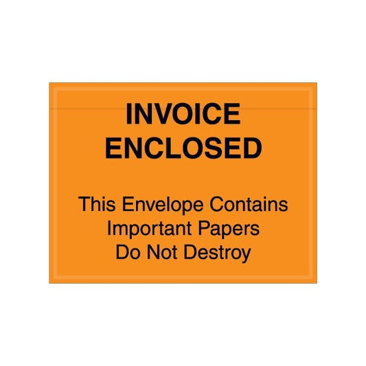 4-1/2 x 6'' Orange Panel-Face ''Important Papers Enclosed'' Envelopes, 1000PK