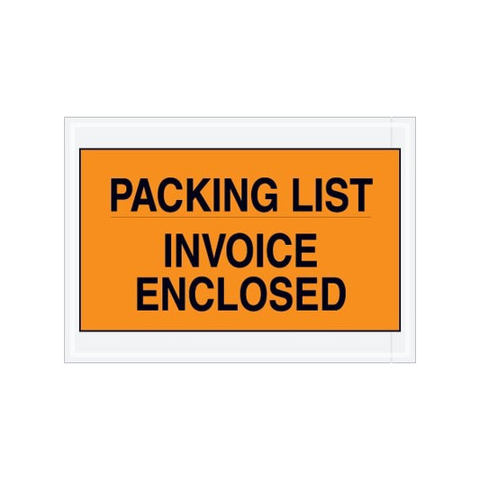 7 x 10'' Orange ''Packing List/Invoice Enclosed'' Envelopes, 1000PK
