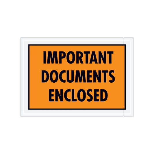 5 1/4 x 7-1/2'' Orange ''Important Documents Enclosed'' Envelopes, 1000PK