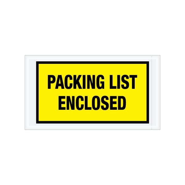 5-1/2 x 10'' Yellow Full-Face ''Packing List Enclosed'' Envelopes, 1000PK