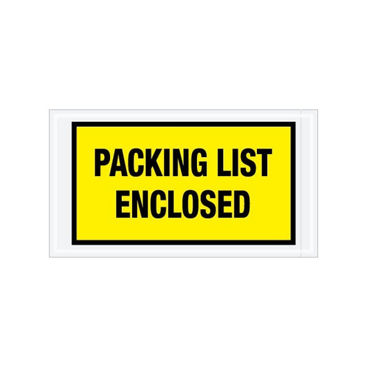 5-1/2 x 10'' Yellow Full-Face ''Packing List Enclosed'' Envelopes, 1000PK