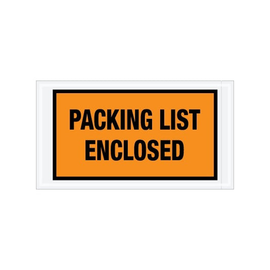 5-1/2 x 10'' Orange Full-Face ''Packing List Enclosed'' Envelopes, 1000PK