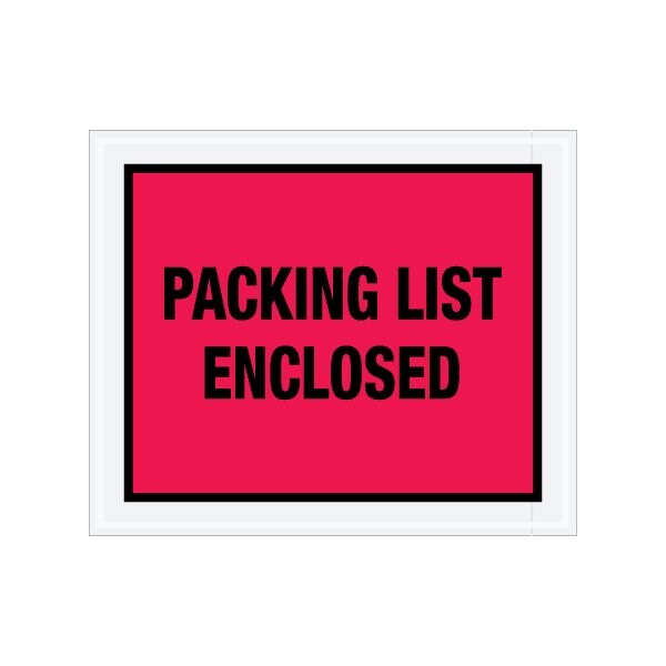 10 x 12'' Red Full-Face ''Packing List Enclosed'' Envelopes, 500PK