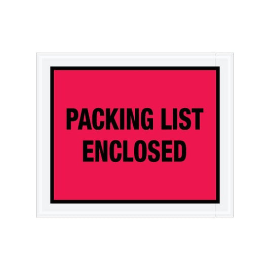 10 x 12'' Red Full-Face ''Packing List Enclosed'' Envelopes, 500PK