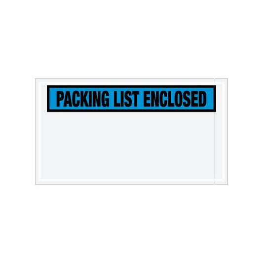 5-1/2 x 10'' Blue ''Packing List Enclosed'' Envelopes, 1000PK