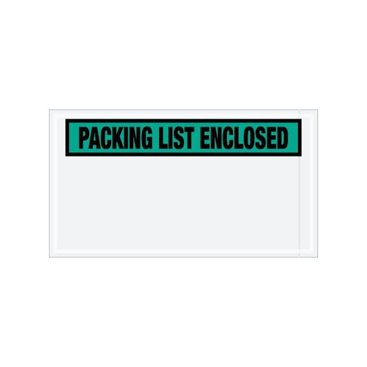 5-1/2 x 10'' Green ''Packing List Enclosed'' Envelopes, 1000PK