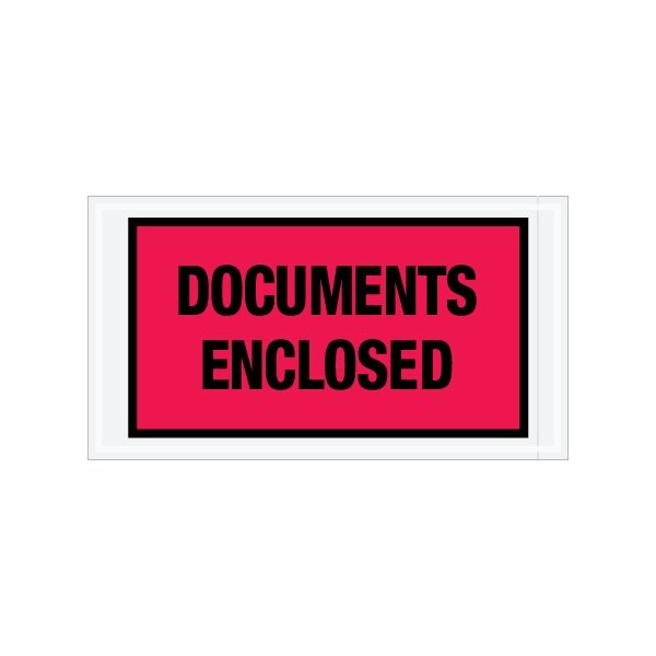 5-1/2 x 10'' Red ''Documents Enclosed'' Envelopes, 1000PK