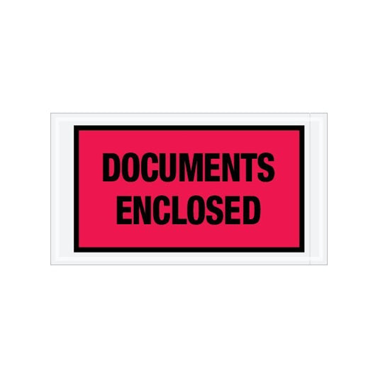 5-1/2 x 10'' Red ''Documents Enclosed'' Envelopes, 1000PK