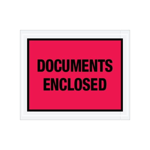 4-1/2 x 5-1/2'' Red ''Documents Enclosed'' Envelopes, 1000PK