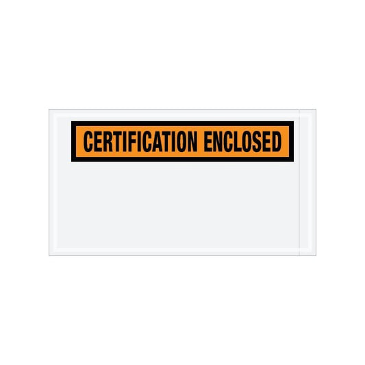 5-1/2 x 10'' Orange ''Certification Enclosed'' Envelopes, 1000PK