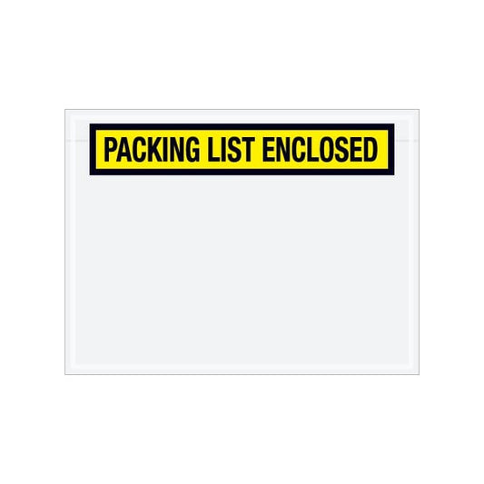 4-1/2 x 6'' Yellow Panel-Face ''Packing List Enclosed'' Envelopes, 1000PK
