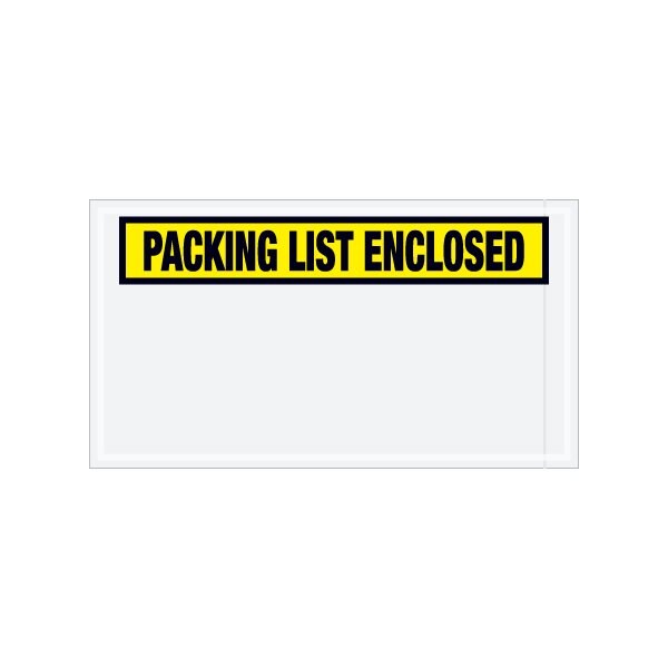 5-1/2 x 10'' Yellow Panel-Face ''Packing List Enclosed'' Envelopes, 1000PK