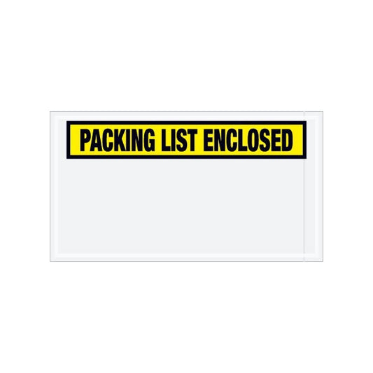 5-1/2 x 10'' Yellow Panel-Face ''Packing List Enclosed'' Envelopes, 1000PK