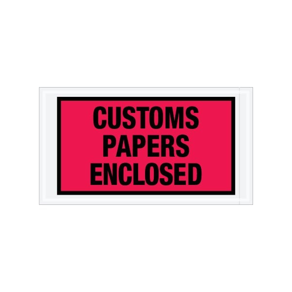 5-1/2 x 10'' Red ''Customs Papers Enclosed'' Envelopes, 1000PK