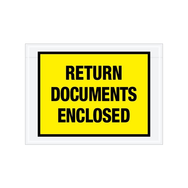 7-1/2 x 5-1/2'' Yellow ''Return Documents Enclosed'' Envelopes, 1000PK