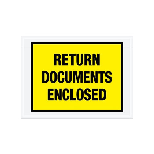 7-1/2 x 5-1/2'' Yellow ''Return Documents Enclosed'' Envelopes, 1000PK