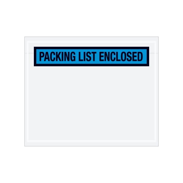 4-1/2 x 5-1/2'' Blue Panel-Face ''Packing List Enclosed'' Envelopes, 1000PK