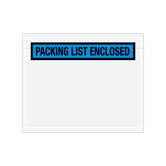 4-1/2 x 5-1/2'' Blue Panel-Face ''Packing List Enclosed'' Envelopes, 1000PK