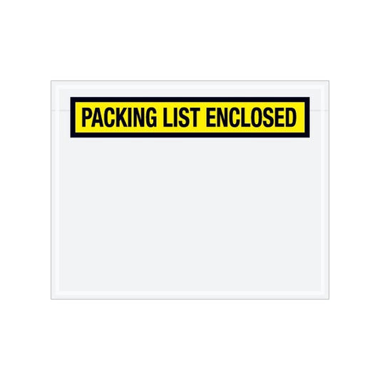 7 x 5-1/2'' Yellow ''Packing List Enclosed'' Envelopes, Style 2, 1000PK