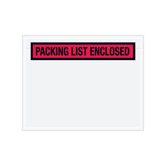 7 x 5-1/2'' Red Panel-Face ''Packing List Enclosed'' Envelopes, 1000PK
