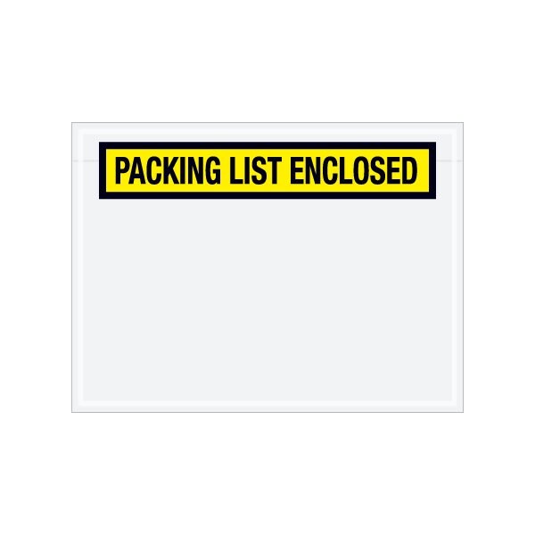 6 3/4 x 5'' Yellow ''Packing List Enclosed'' Envelopes, 1000PK