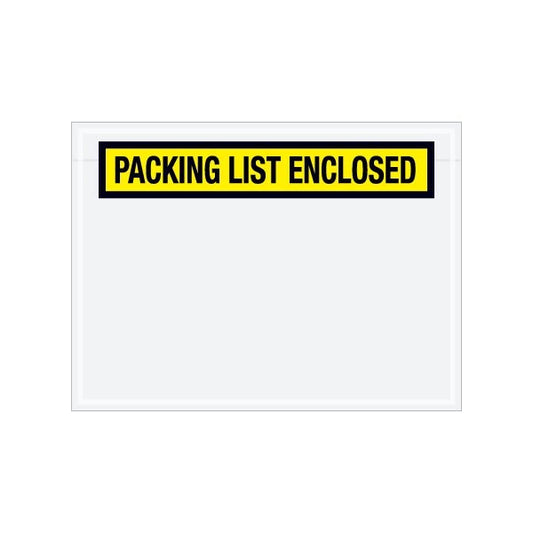 6 3/4 x 5'' Yellow ''Packing List Enclosed'' Envelopes, 1000PK