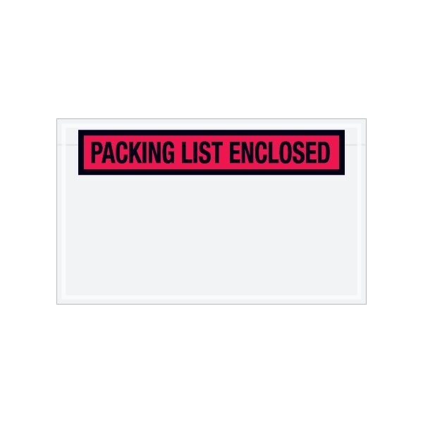 4-1/2 x 7-1/2'' Red ''Packing List Enclosed'' Envelopes, 1000PK