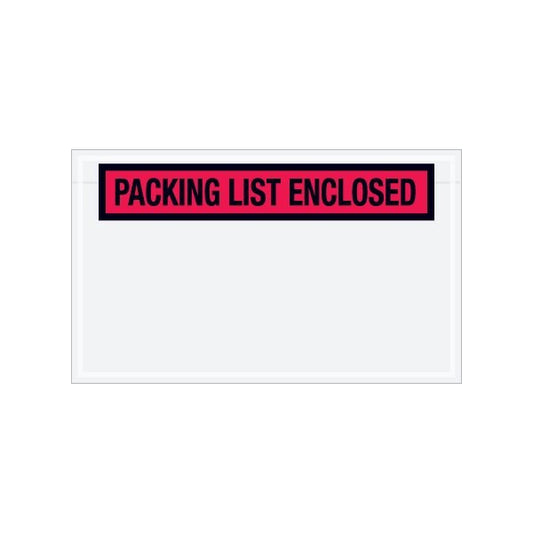 4-1/2 x 7-1/2'' Red ''Packing List Enclosed'' Envelopes, 1000PK