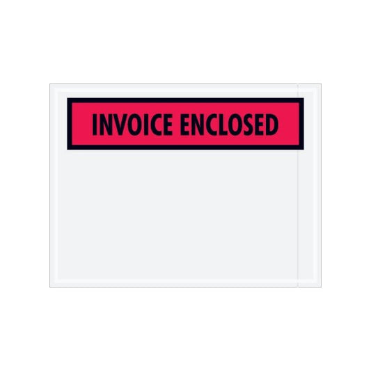 4-1/2 x 6'' Red Panel-Face ''Invoice Enclosed'' Envelopes, 1000PK