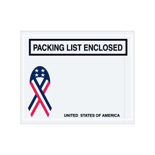 4-1/2 x 5-1/2'' U.S.A. Ribbon ''Packing List Enclosed'' Envelopes, 1000PK