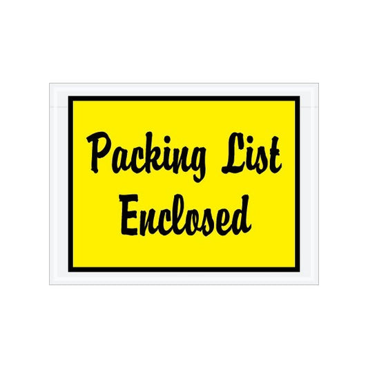 4-1/2 x 6'' Yellow Full-Face Script ''Packing List Enclosed'' Envelopes, 1000PK