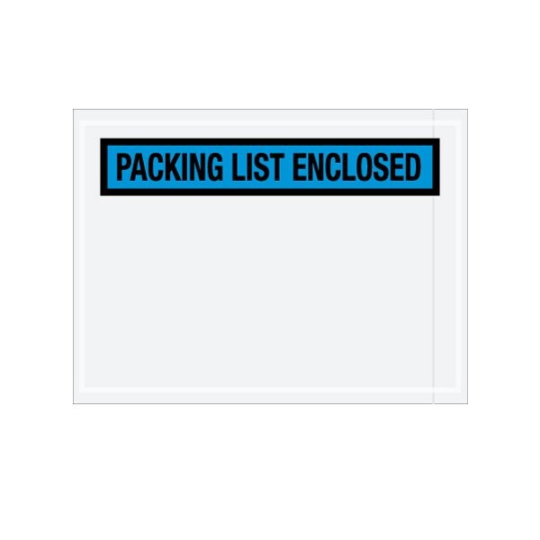 4-1/2 x 6'' Blue ''Packing List Enclosed'' Envelopes, 1000PK