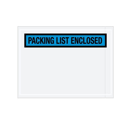 4-1/2 x 6'' Blue ''Packing List Enclosed'' Envelopes, 1000PK