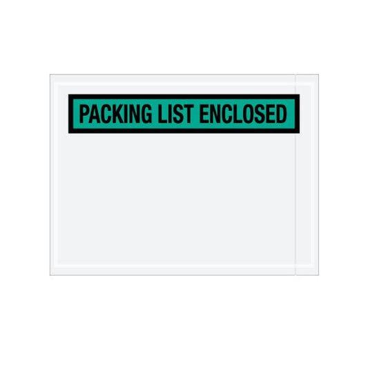 4-1/2 x 6'' Green ''Packing List Enclosed'' Envelopes, 1000PK