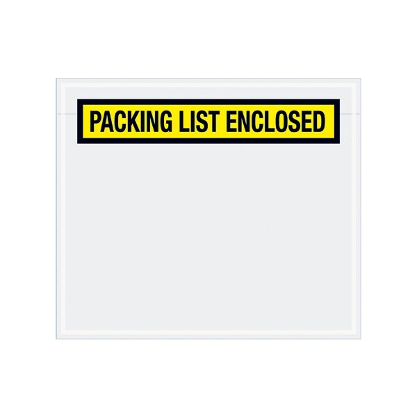 7 x 6'' Yellow ''Packing List Enclosed'' Envelopes, 1000PK