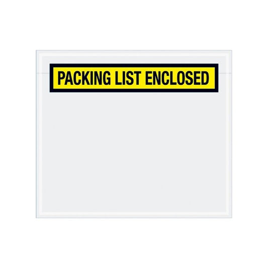 7 x 6'' Yellow ''Packing List Enclosed'' Envelopes, 1000PK