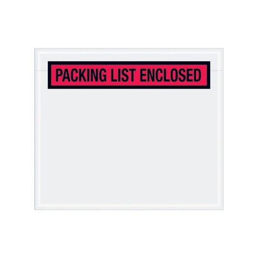 7 x 6'' Red ''Packing List Enclosed'' Envelopes, 1000PK