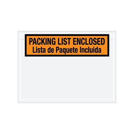 7-1/2 x 5-1/2'' Bilingual Packing List Envelopes English/Spanish, 1000PK