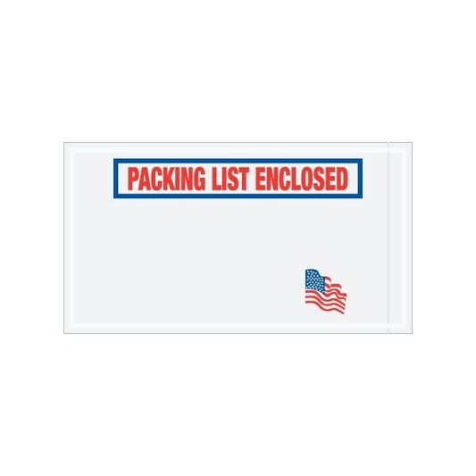 5-1/2 x 10'' U.S.A. Flag ''Packing List Enclosed'' Envelopes, 1000PK