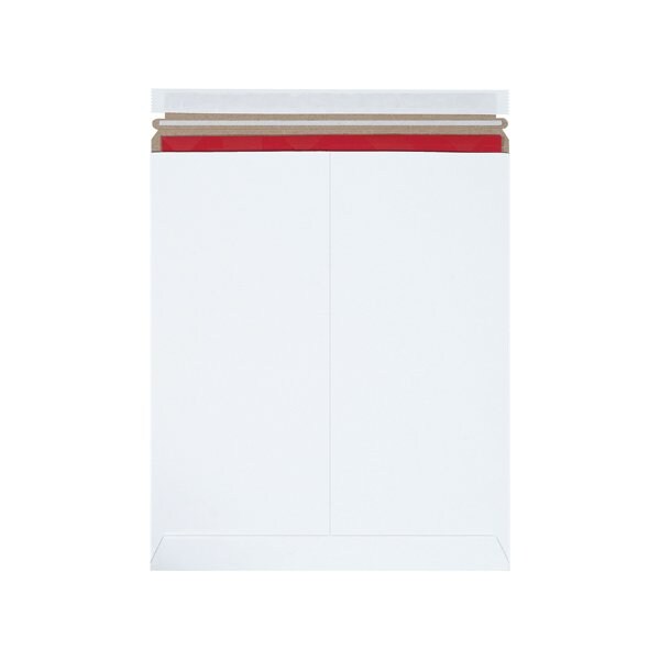 12 3/4 x 15'' White Self-Seal Stayflats Plus Mailers, 100PK