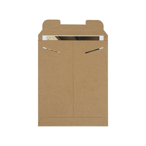 9 3/4 x 12 1/4'' Kraft Stayflats Mailers, 100PK