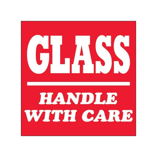 4 x 4'' - ''Glass - Handle With Care'' Labels